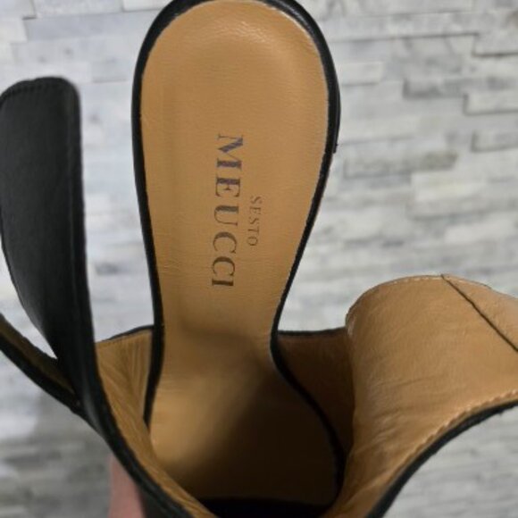 MEUCCI SESTO WOMEN'S PLATFORM OPEN TOE LEATHER SANDALS SIZE 7.5 MADE IN ITALY - Picture 9 of 9